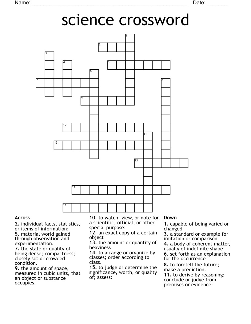 Roly Poly Scientifically Crossword