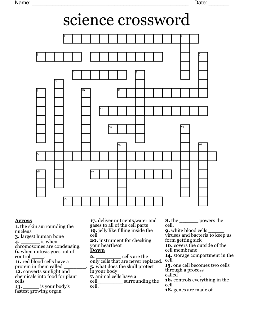 science crossword