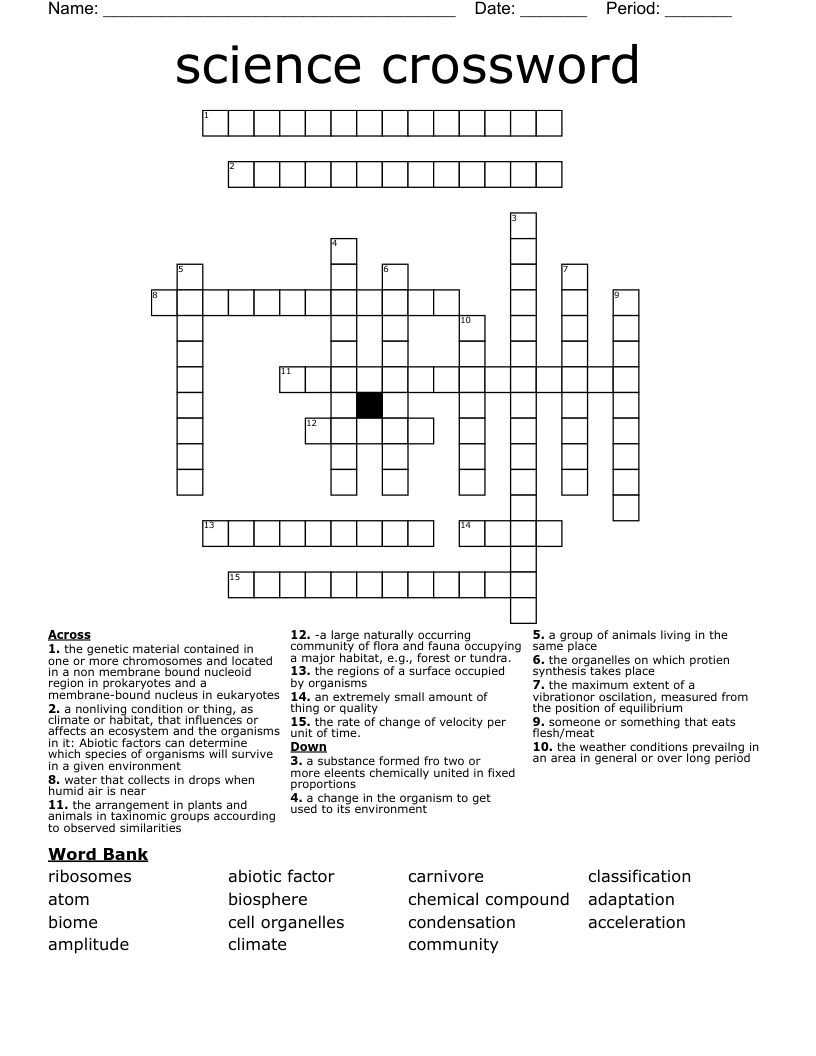 science crossword