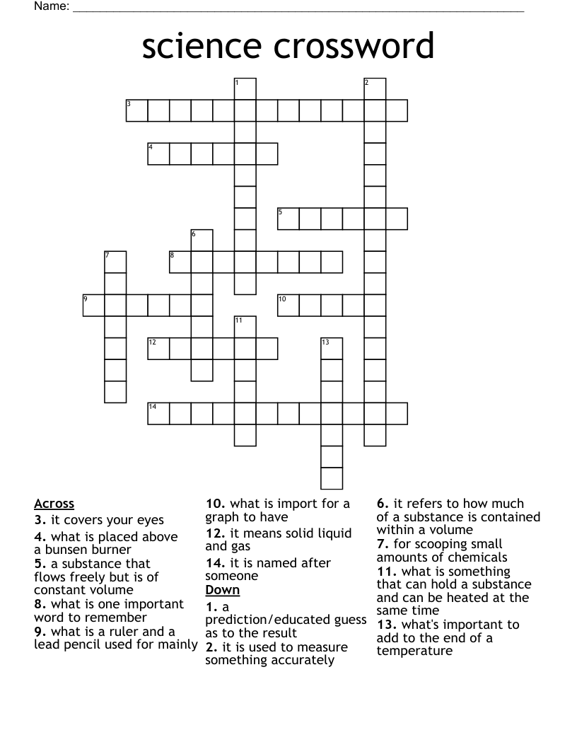 science crossword WordMint