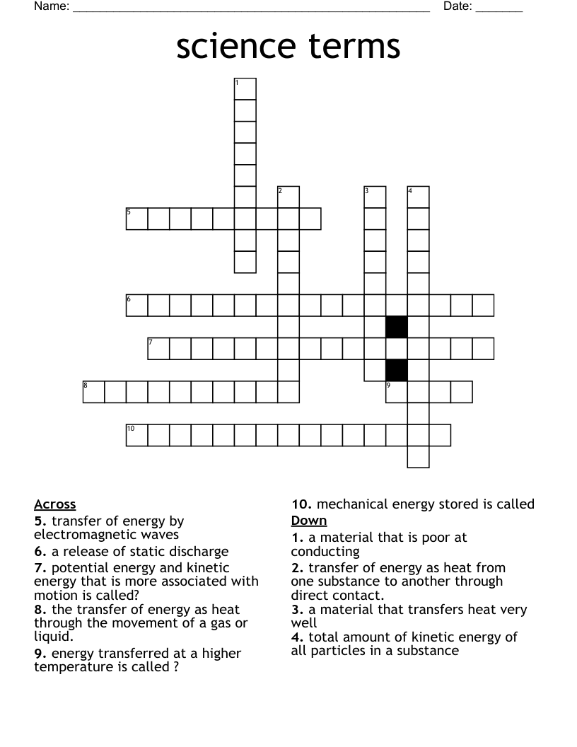 science terms Crossword