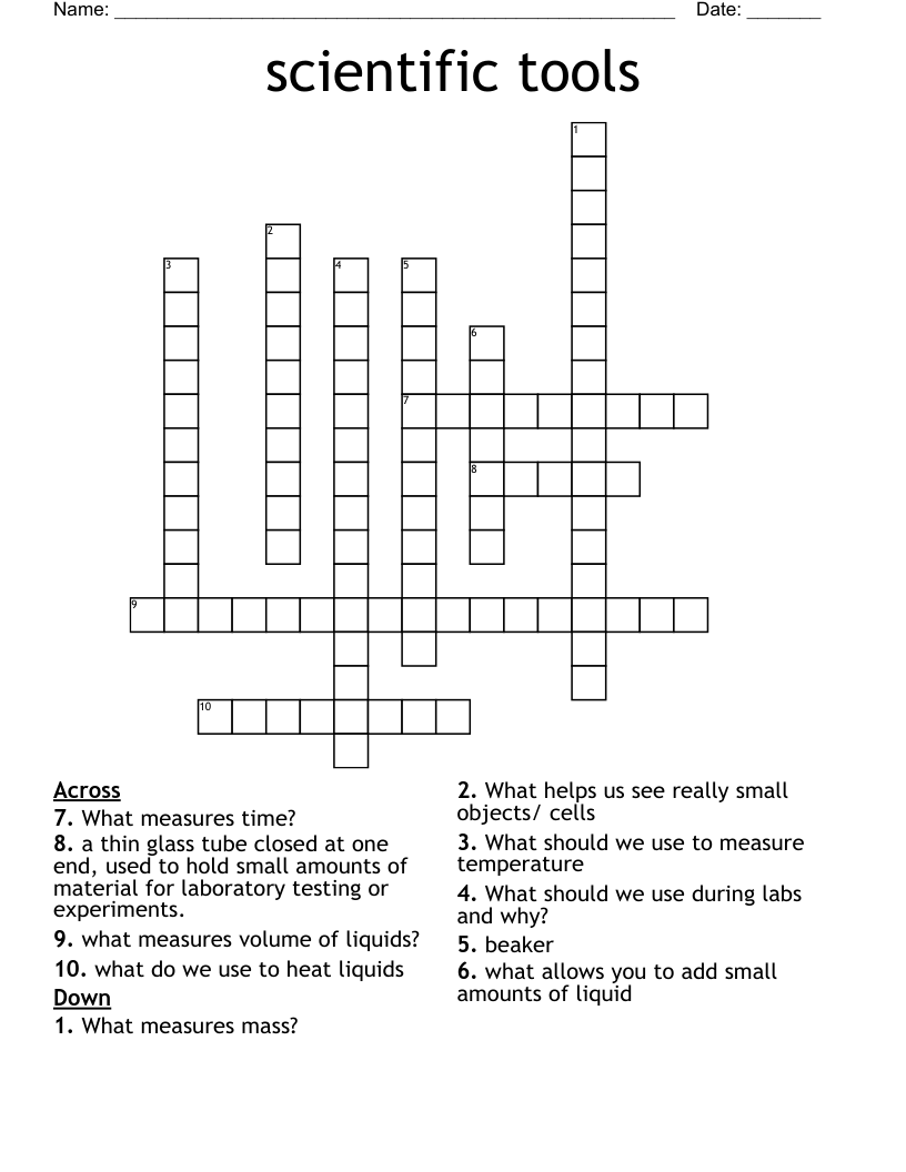 Lab Equipment Crossword Wordmint