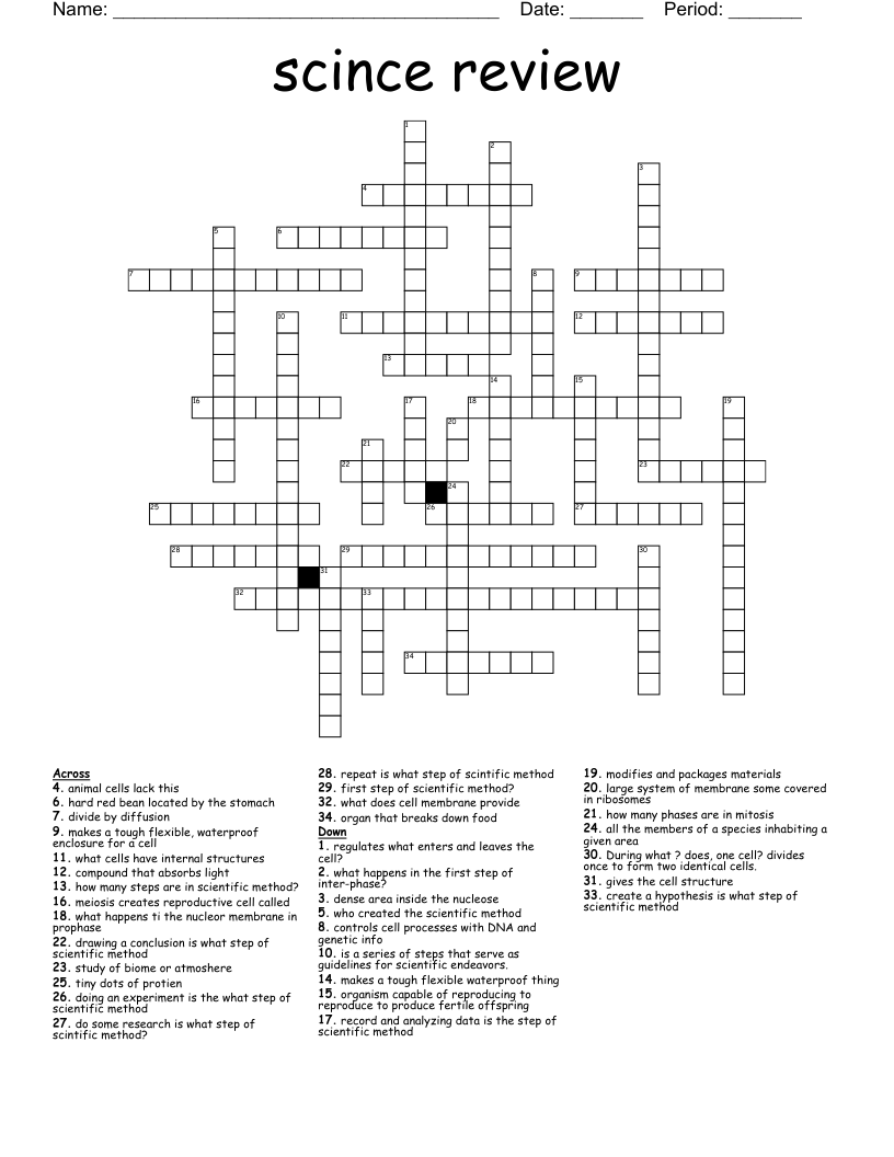 scince review Crossword