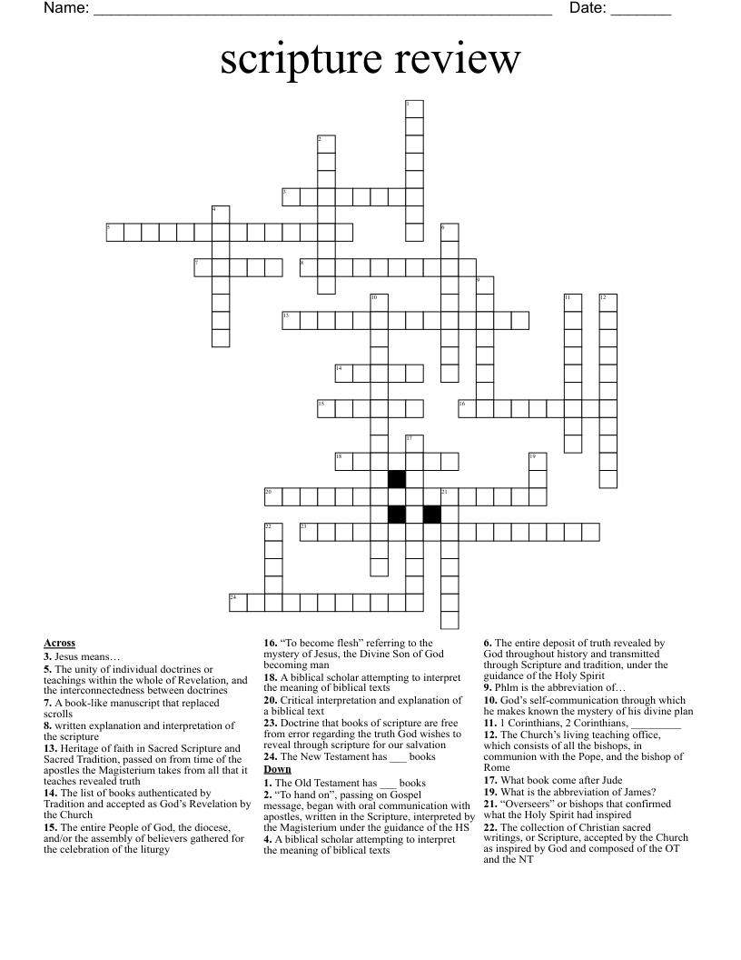 scripture review Crossword