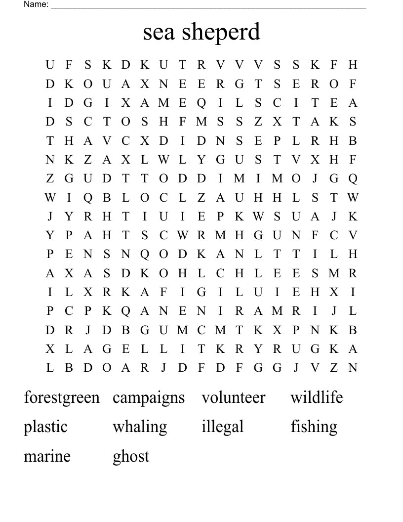 sea sheperd Word Search