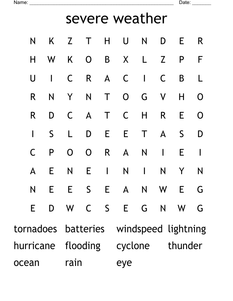 Severe Weather Word Search WordMint