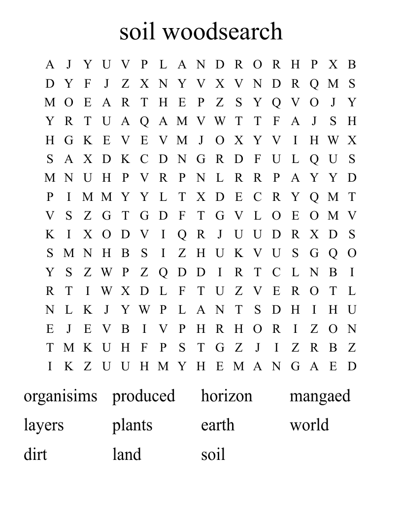 soil woodsearch Word Search