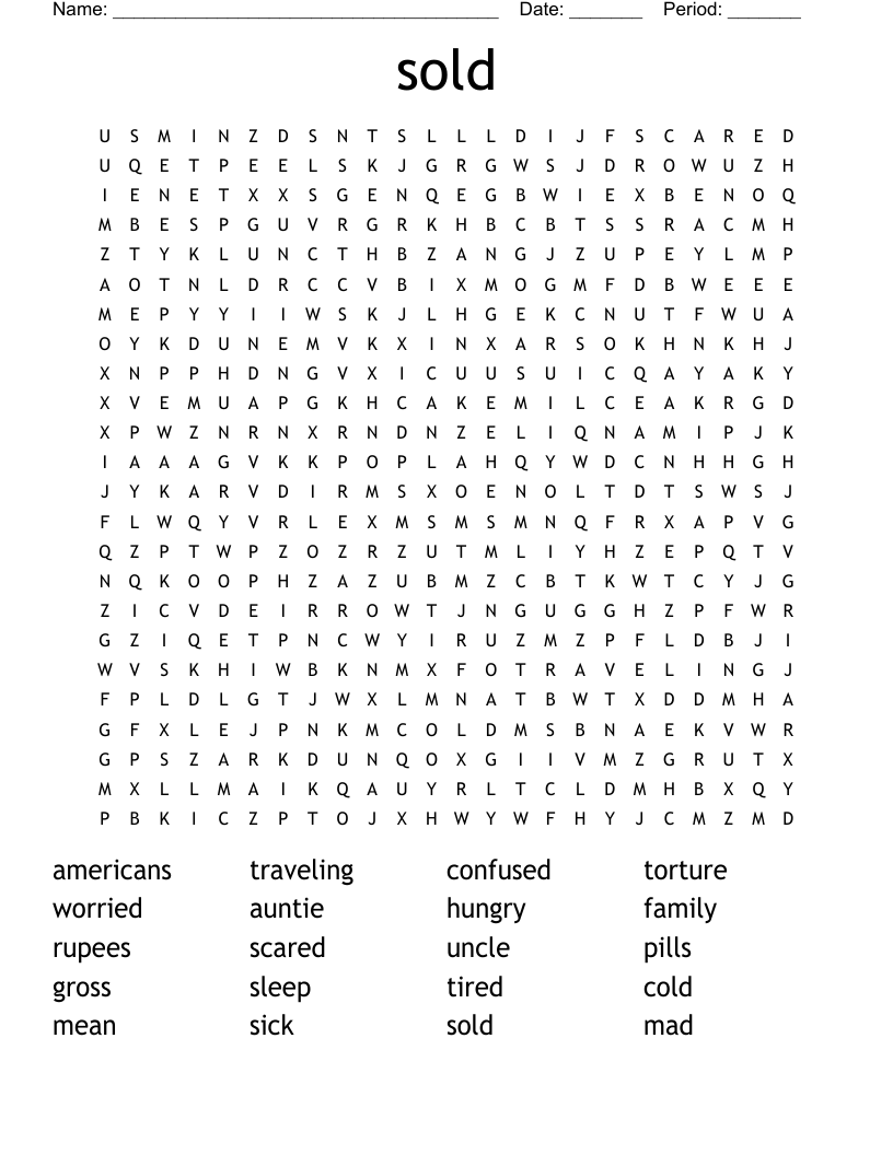 sold Word Search