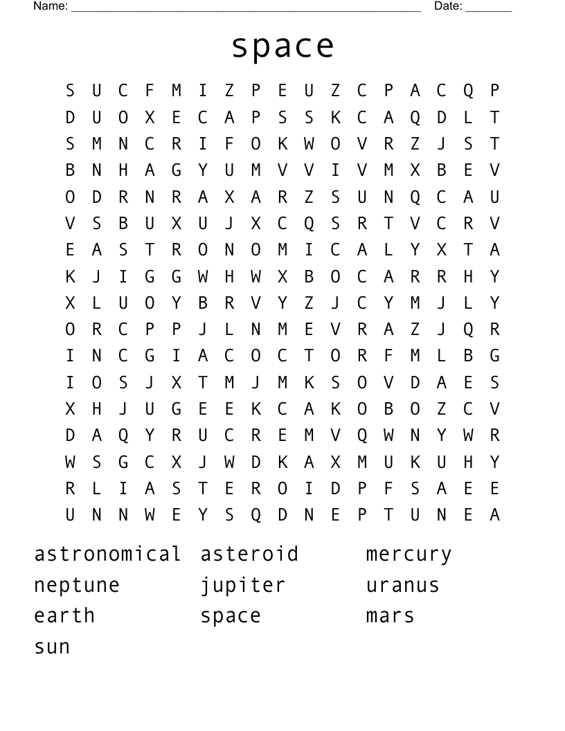 space Word Search WordMint