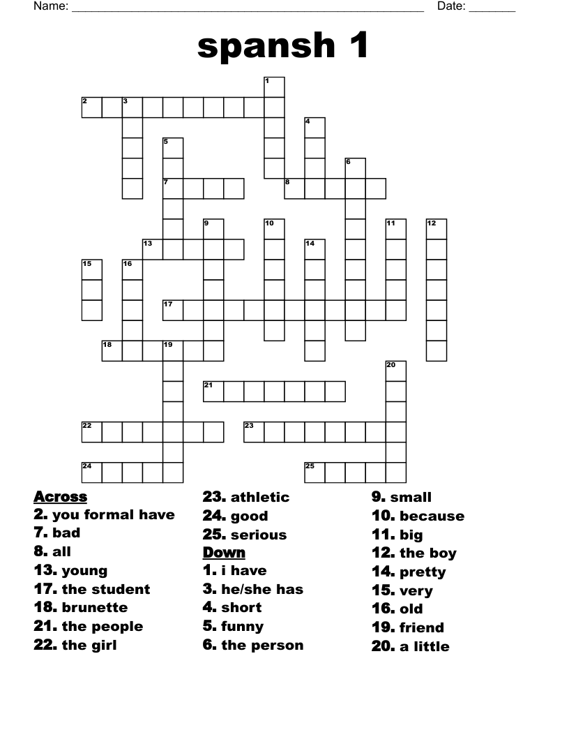 Spansh 1 Crossword WordMint