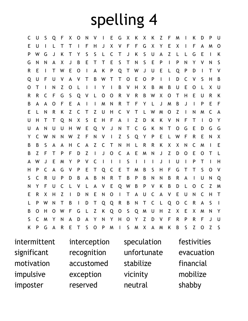 spelling 4 Word Search WordMint