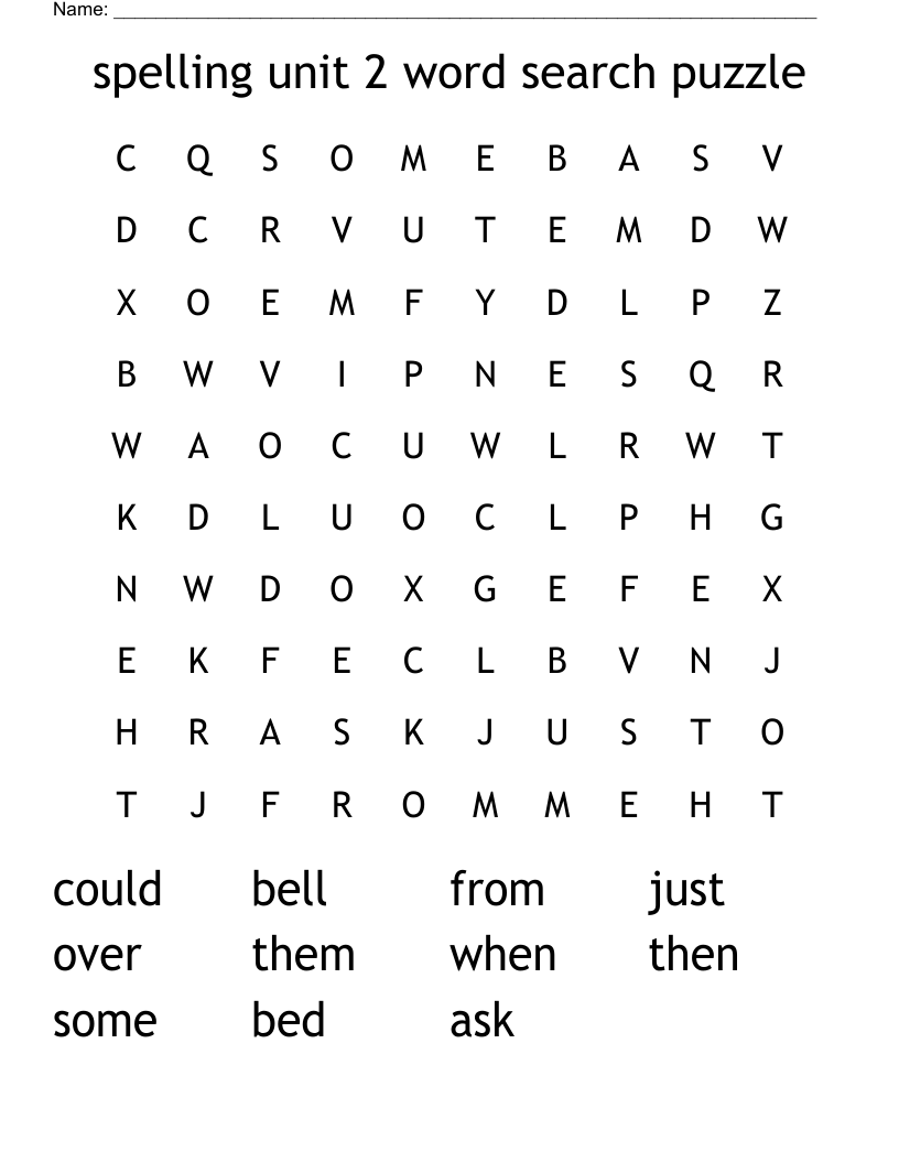 spelling unit 2 word search puzzle
