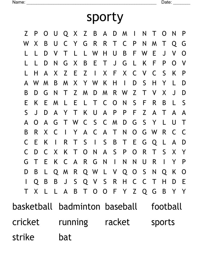 sporty Word Search