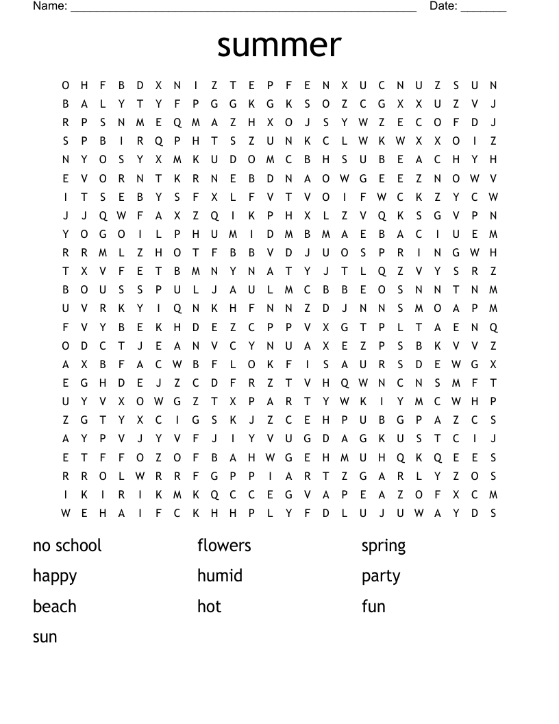 summer Word Search