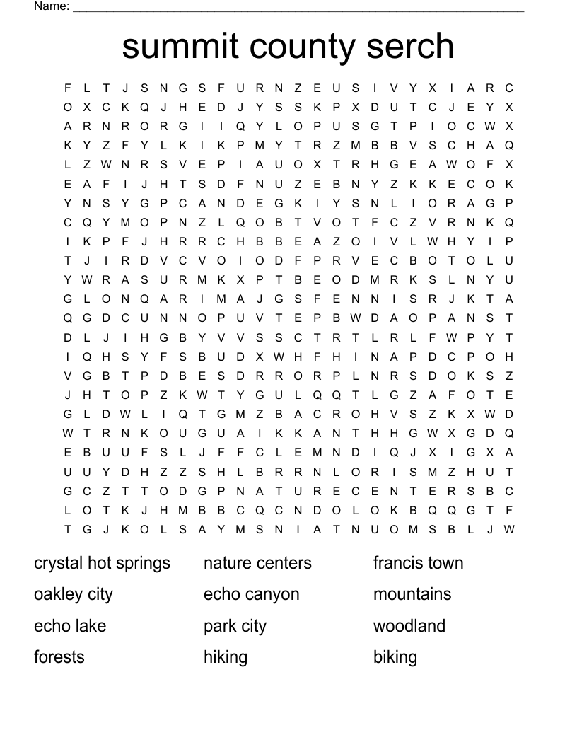 summit county serch Word Search