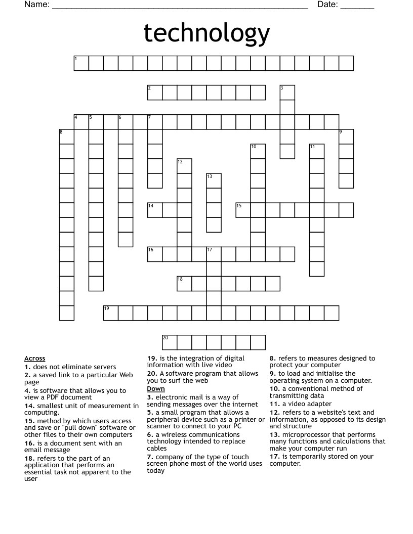 Technology Crossword Puzzle WordMint