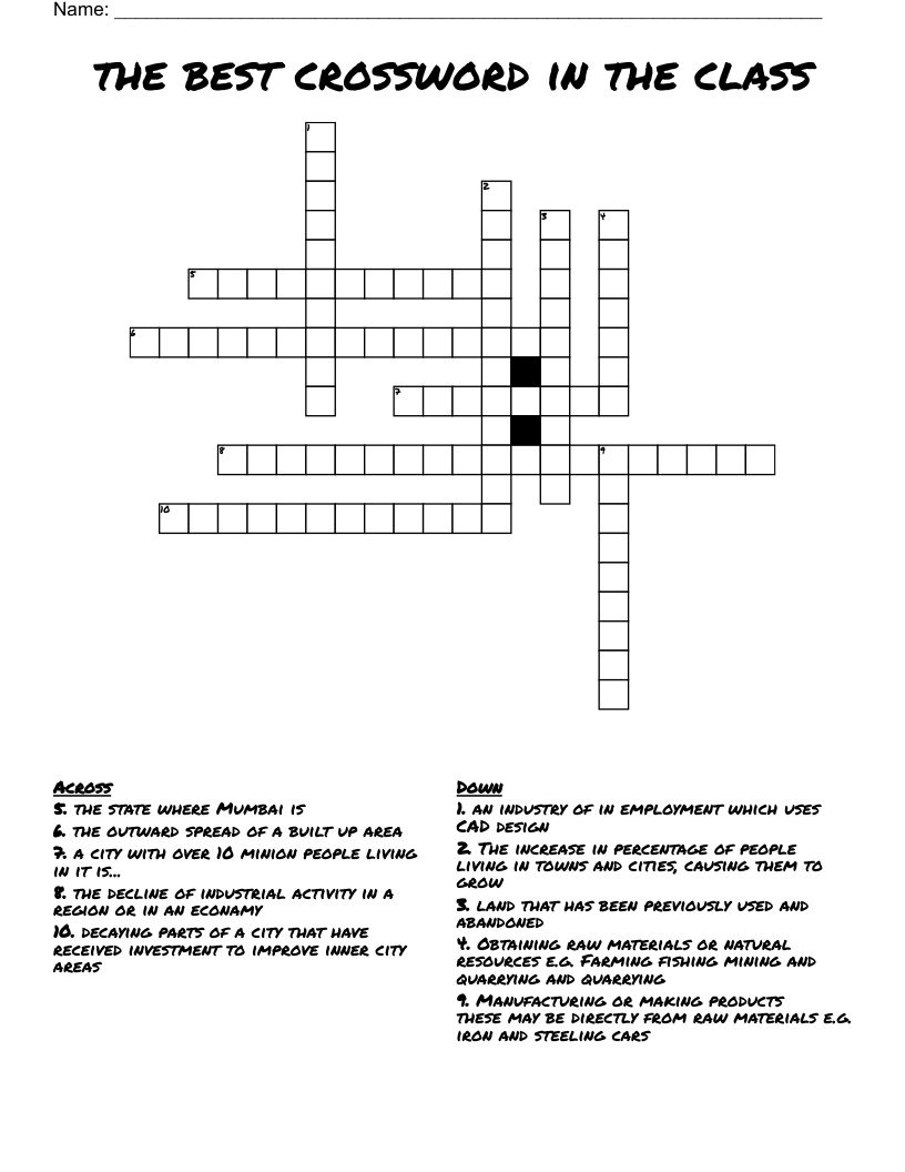 the best crossword in the class - WordMint