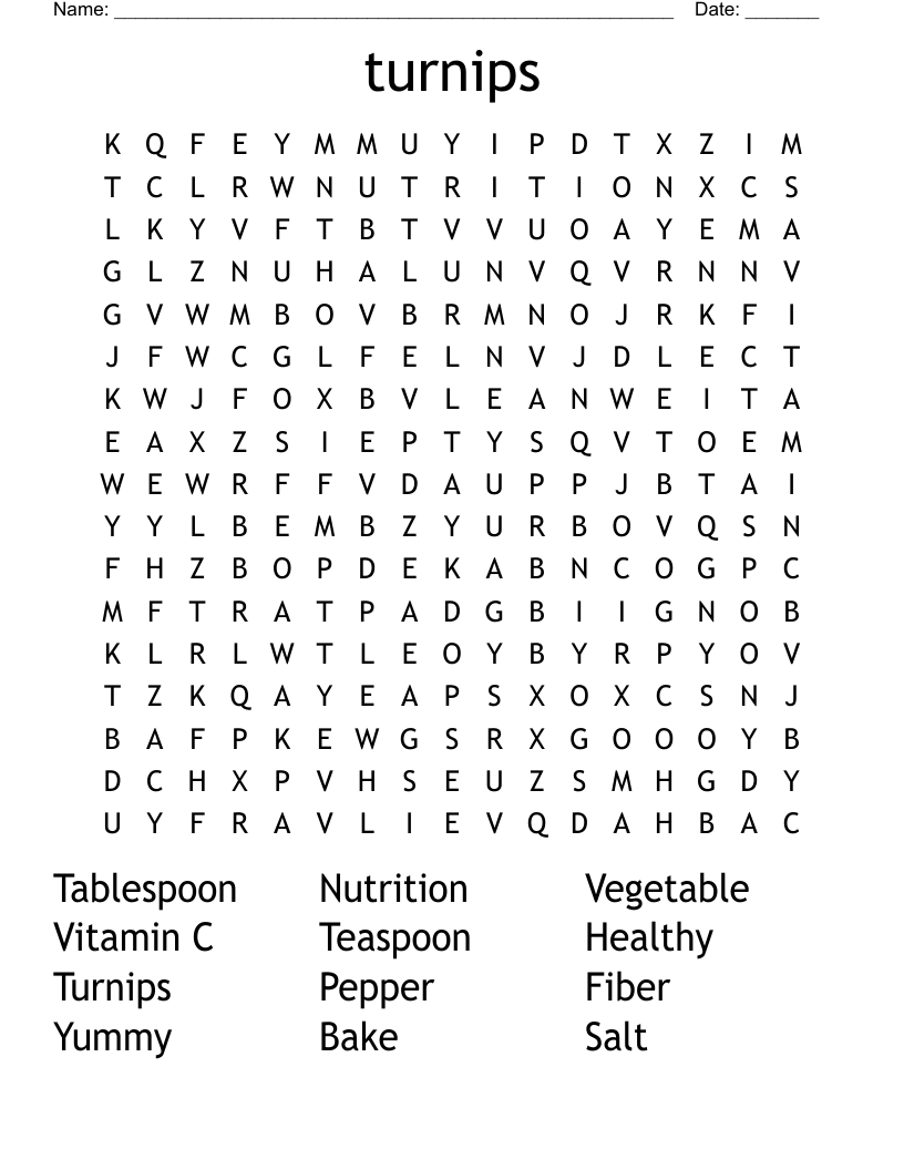 turnips Word Search
