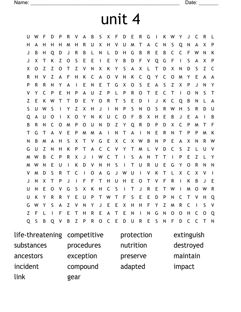 unit 4 Word Search