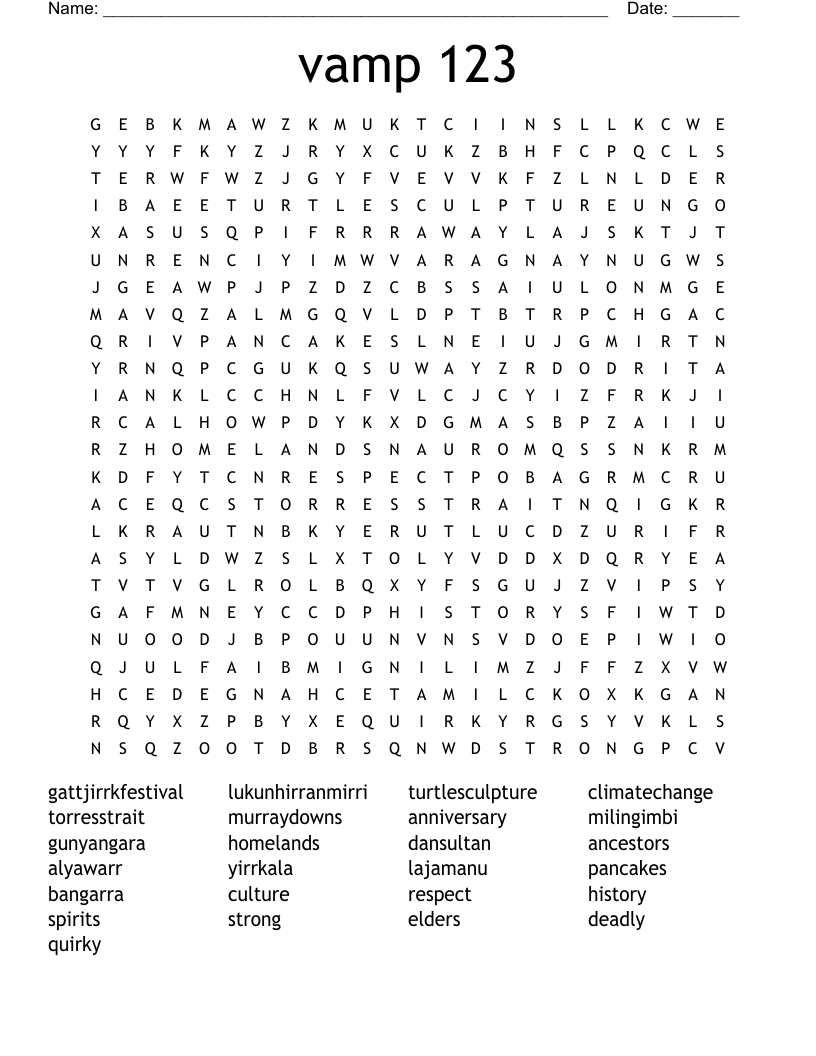 vamp 123 Word Search