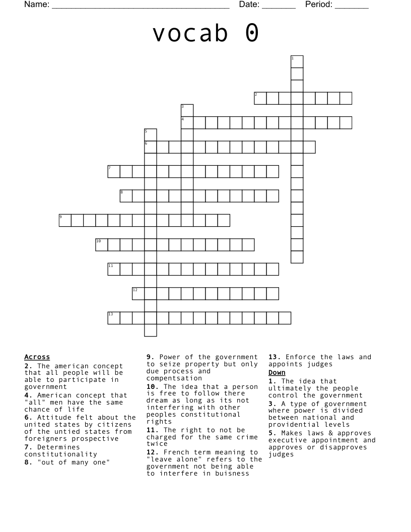 Vocab 0 Crossword WordMint