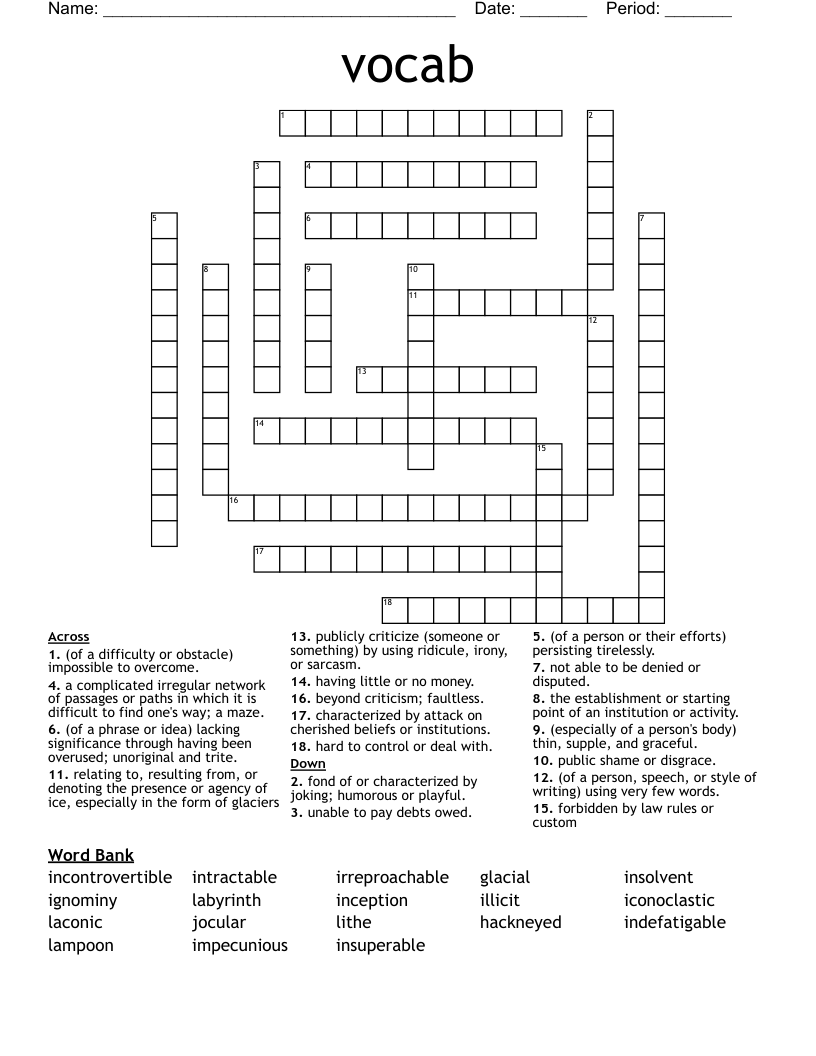 vocab  Crossword