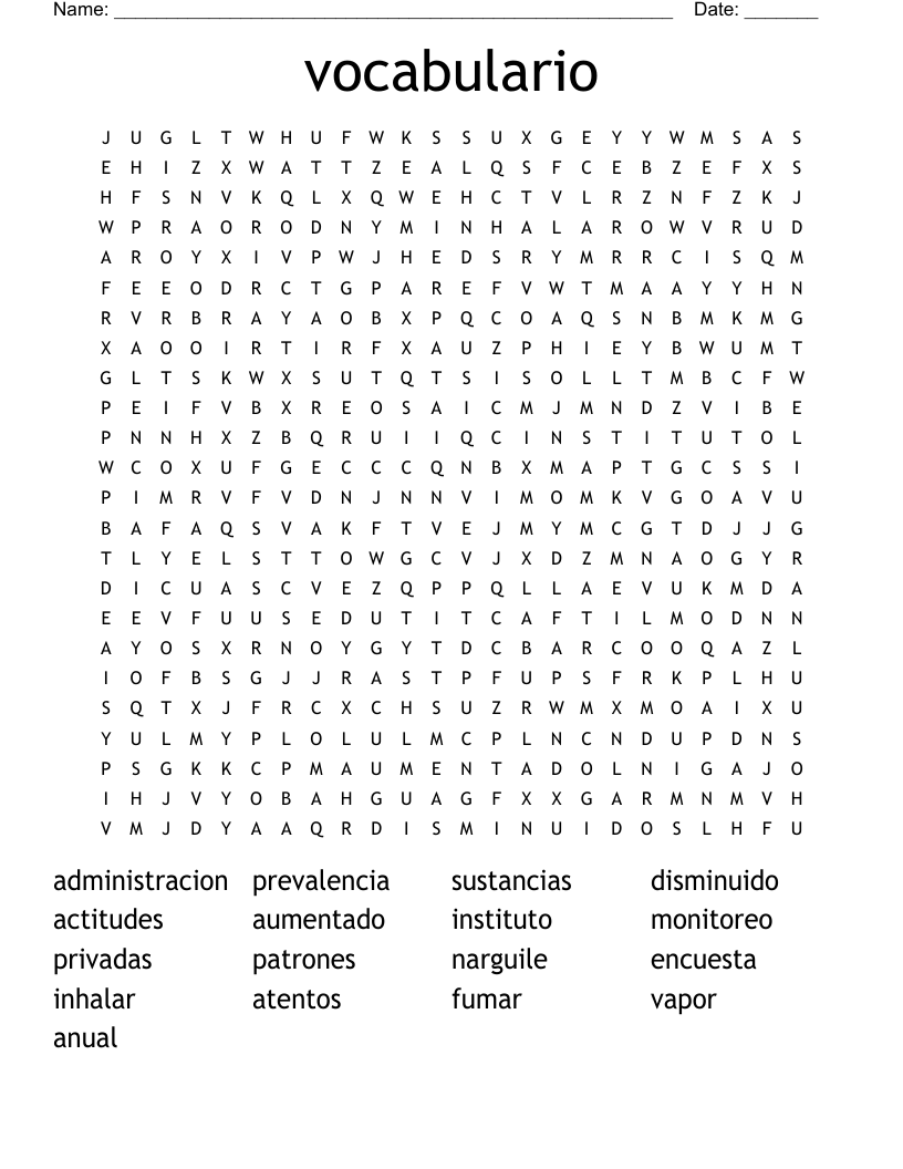 vocabulario Word Search