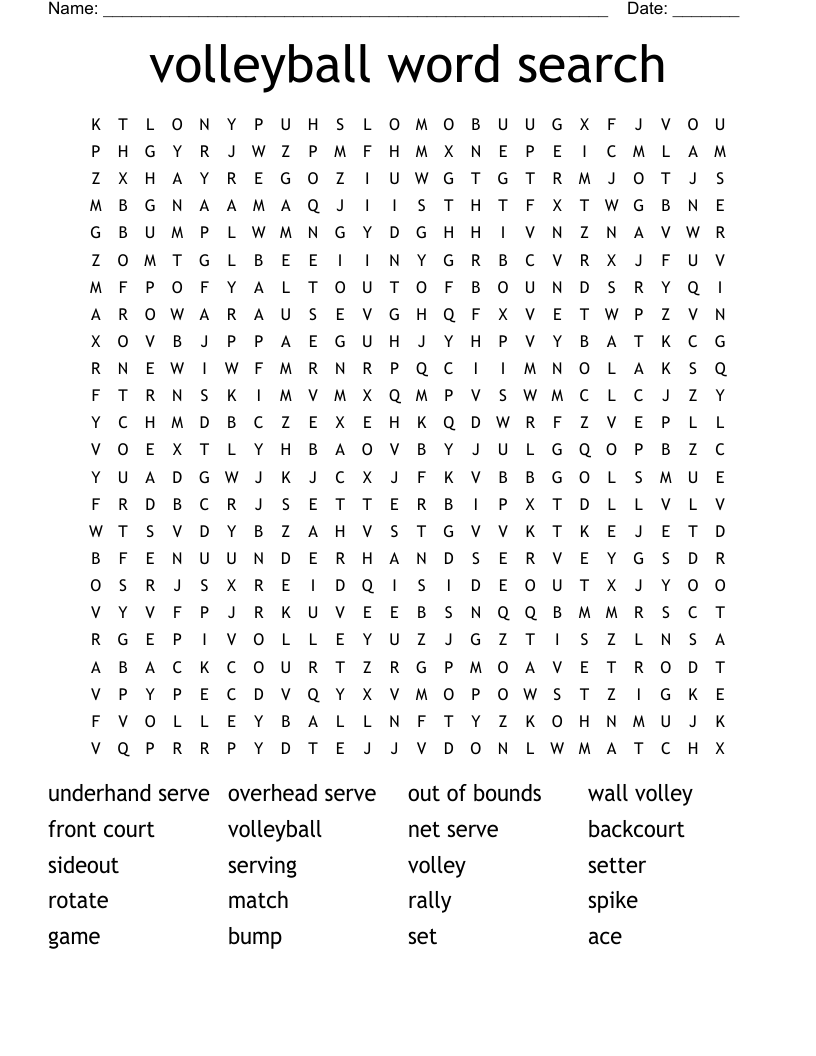 VOLLEYBALL Word Search WordMint