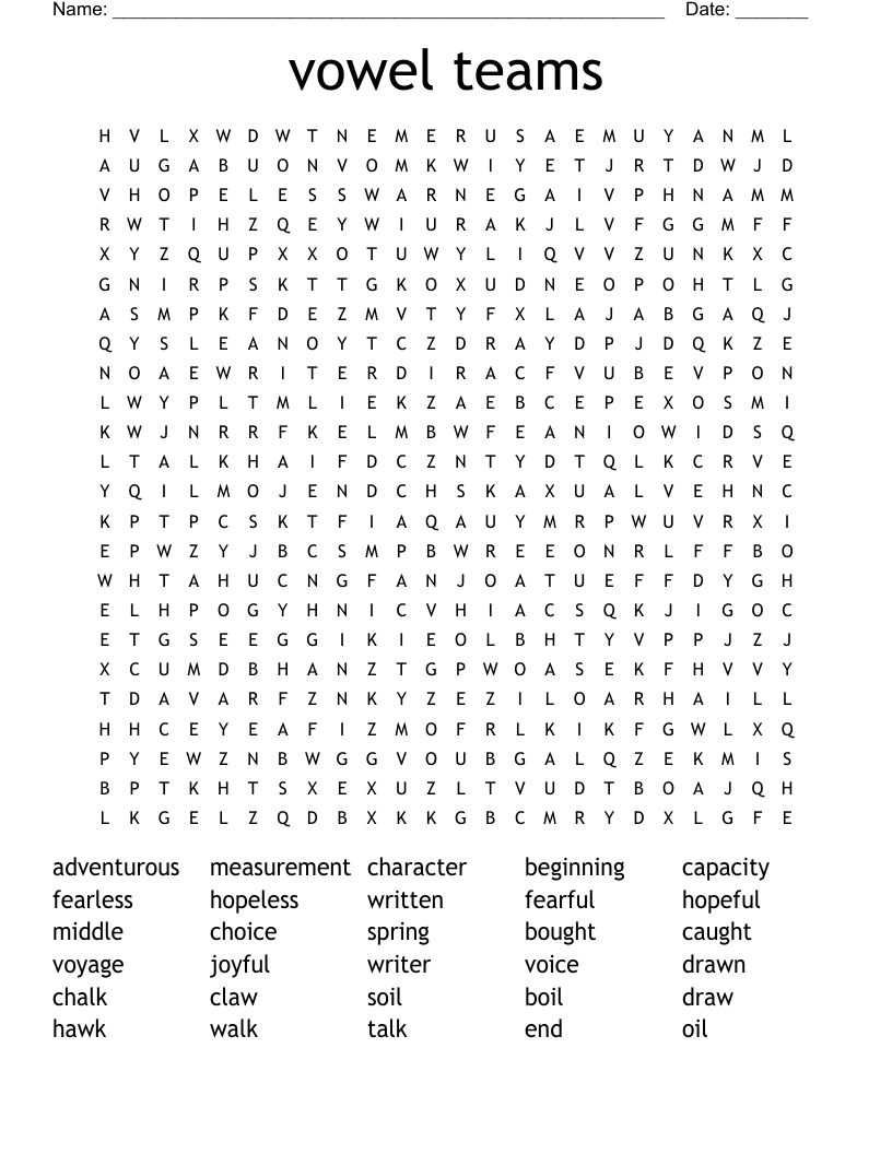 vowel teams Word Search