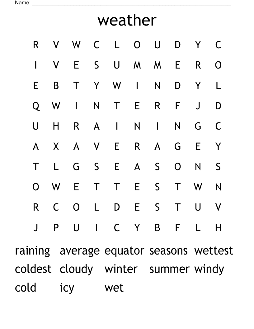 weather Word Search