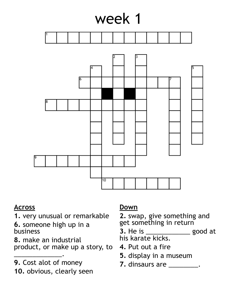 week 1 Crossword WordMint