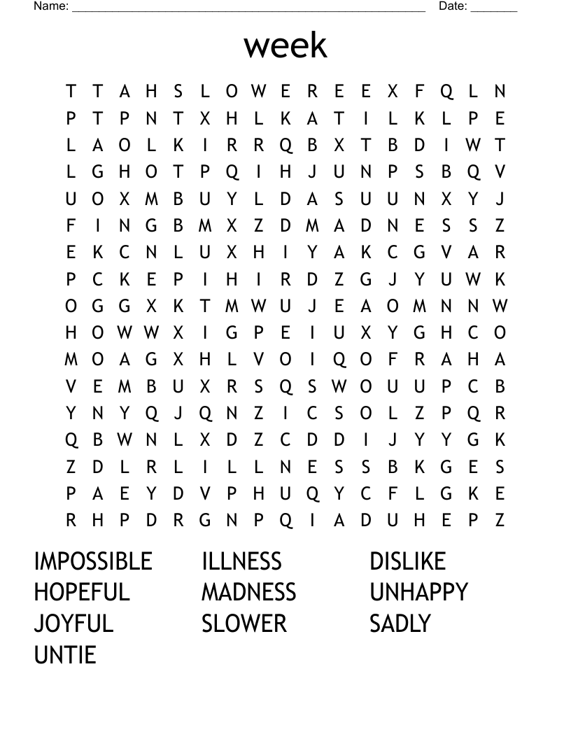 week Word Search