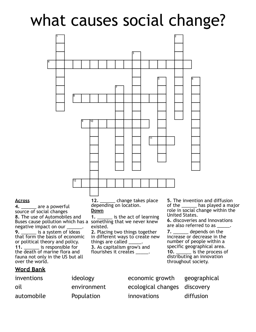 what causes social change? Crossword WordMint