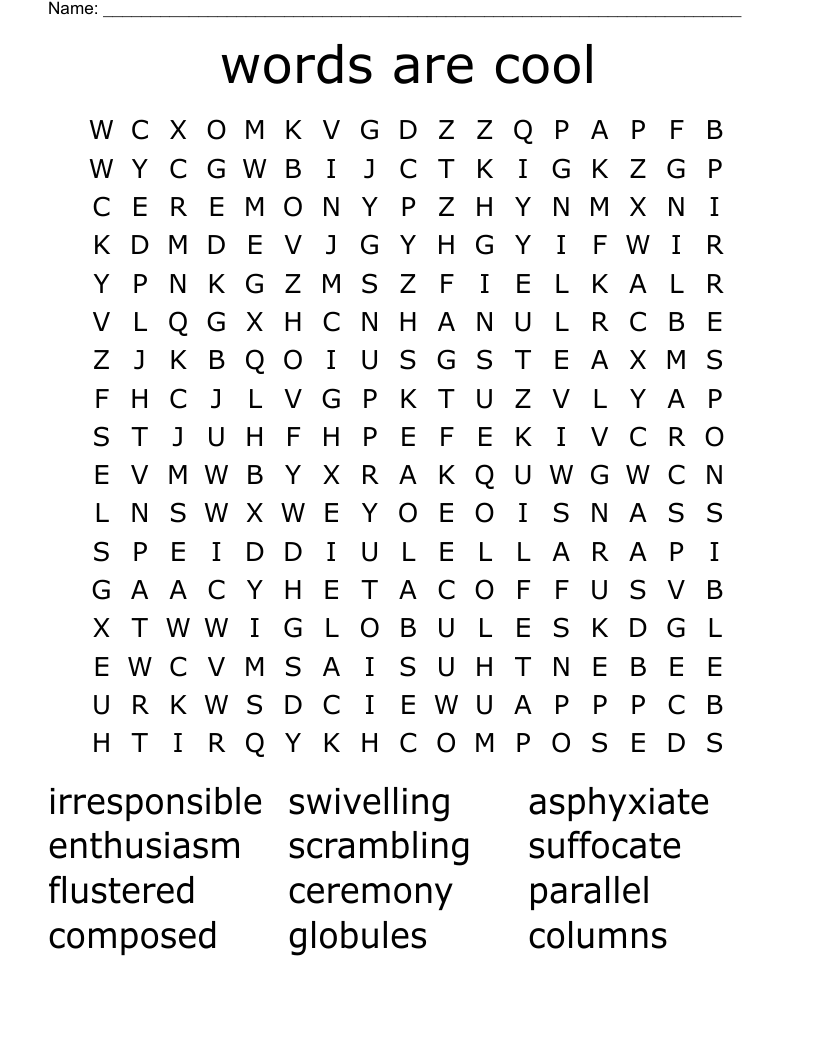 words are cool Word Search