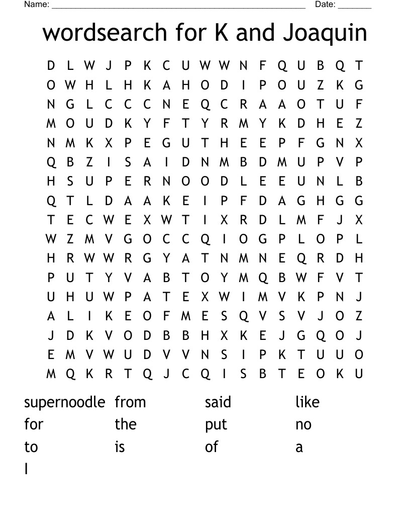 wordsearch for K and Joaquin