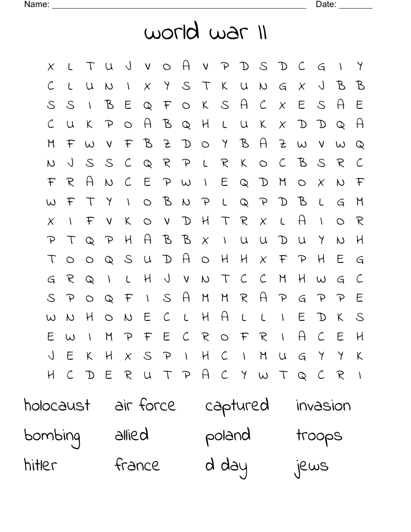 world war II Word Search