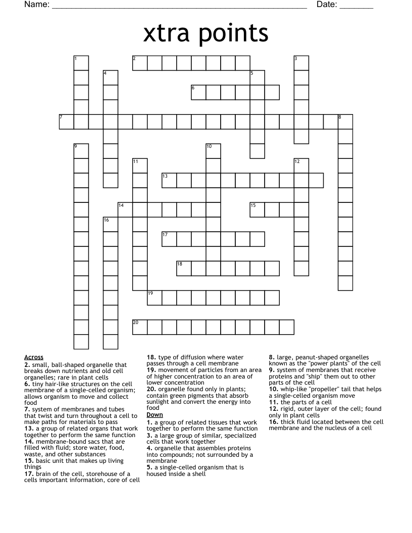 xtra points Crossword