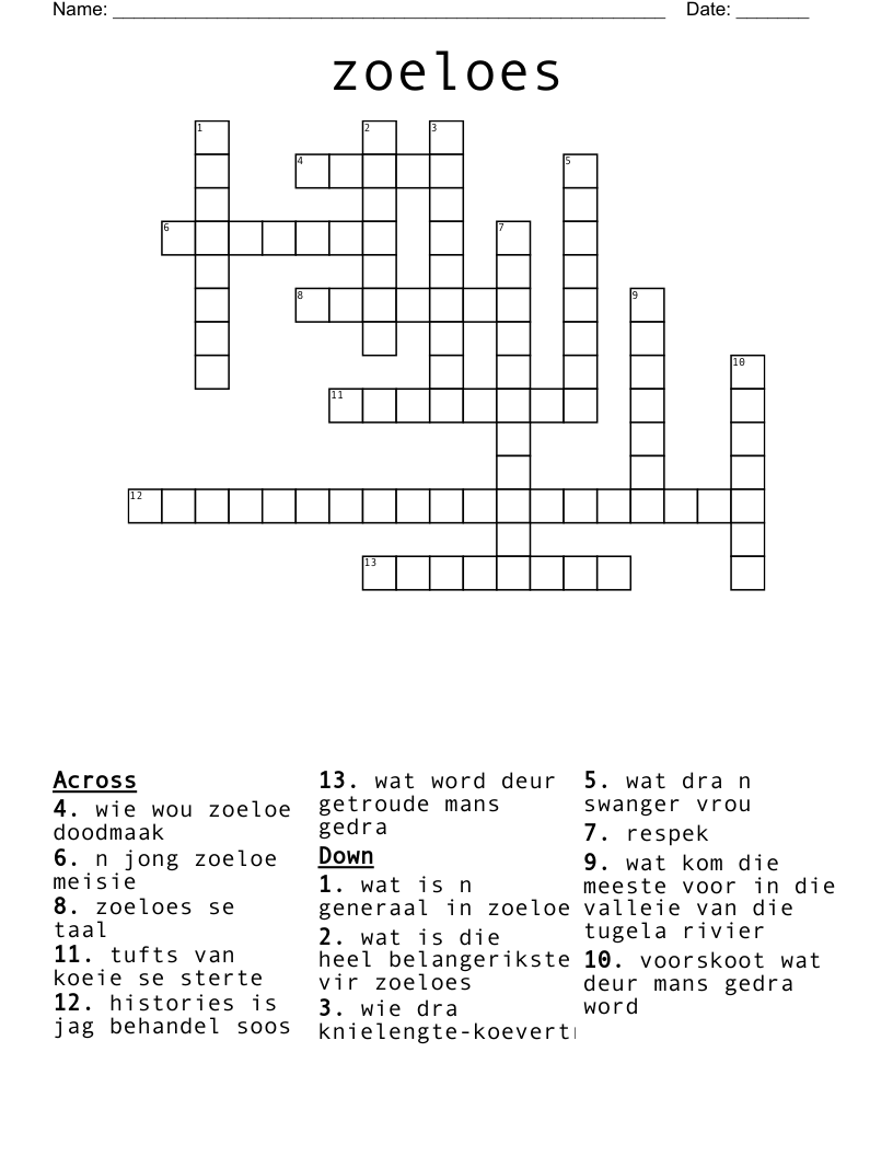 zoeloes Crossword