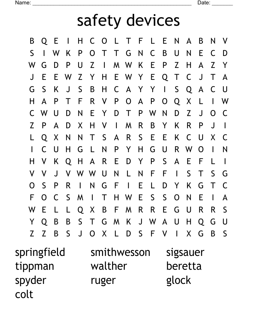 safety devices Word Search WordMint