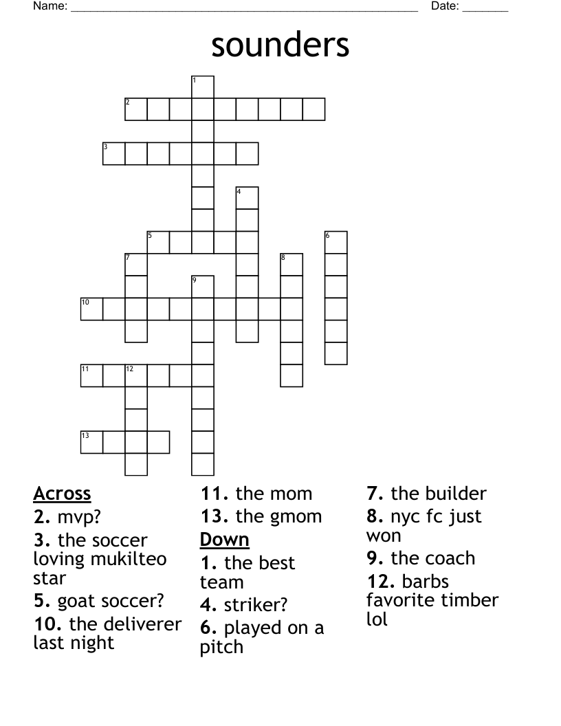 sounders Crossword WordMint